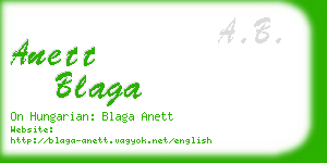 anett blaga business card